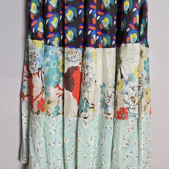 NEW Johnny Was 100% Silk Boho Floral Patchwork Tiered Maxi Skirt Size S - Picture 4 of 8